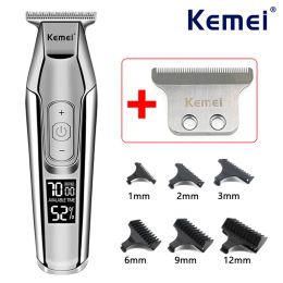 Trimmers Kemei KM5027 Professional Hair Clipper for Men LCD Display Hair Trimmer Machine 0 mm Cordless Hair Cutting Machine USB Charging