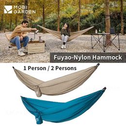 Hammocks MOBI GARDEN 1-2 Camping Hammock 570g picnic ultra light casual swing 70D Nylon tear resistant swing for hikingQ