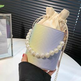 Shopping Bags Ladies Handbag Gradient Drawstring Bag Fashion Casual Pearl Tote Shoulder Messenger