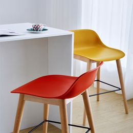 Nordic Solid Wood Net Red Bar Stool Modern Minimalist Ins Bar Chair Grey with Backrest Bar Chair Designer Bar Chair