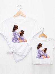 Family Matching Outfits Watercolor Girl Daughter Women Love Kid Child Summer Mom Mama Mother Tshirt Tee T-shirt Clothes Clothing