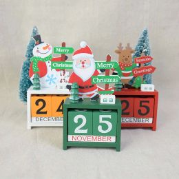 Merry Christmas Wooden Painted Santa Calendar Xmas Ornaments Christmas Decorations For Home New Year Countdown Calendar Gift