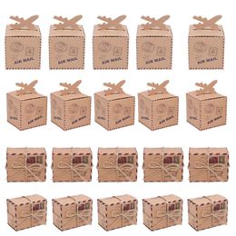 10Pcs Aircraft Shape Kraft Paper Candy Box Theme Travel Candy Box Airplane Gift Box For Wedding Birthday Party Favor Boxes