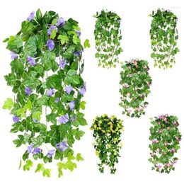 Decorative Flowers Delightful Artificial Vine Peculiar Smell Party Fake Hanging Leave Plant Greenery Decor Material