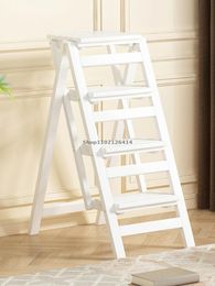 Solid wood folding ladder chair home ladder chair stool climbing multi-functional four-step herringbone ladder free installation