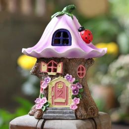 LED Light Multi Craft Miniature Fairy House Solar Powered Outdoor Decor LED Garden Light Yard Walkway Decoration