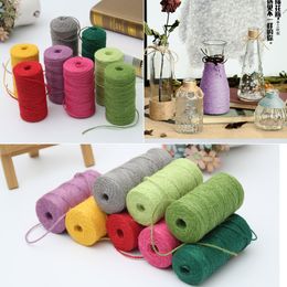100M/Roll Colourful Jute Twine Natural Burlap Hessian Cord Hemp Rope Jute String for Artworks DIY Craft Picture Display Gift Wrap
