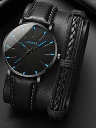 Wristwatches Watch Bracelet 2024 Minimalist Men's Fashion Ultra Thin Watches Simple Men Business PU Leather Strap Quartz