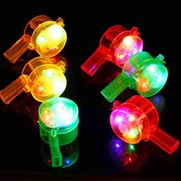 Led Rave Toy 1PCS Luminous Whistle Toys Flashing Whistle Colourful Lanyard LED Light Up Fun In The Dark Party Rave Light Stick Toy for Kids 240410