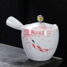 Hand painted teapot single pot hand with handle anti scalding side handle teapots fat white Kung Fu tea set small tea pot