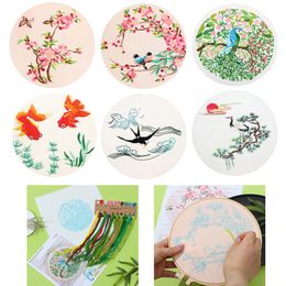 DIY Embroidery Kits with Flowers Plants Pattern for Beginners Full Range of Stamped Cross Stitch Kit with Embroidery Hoop Gifts