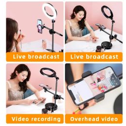 Overhead Shooting Mobile Phone Stand Desktop Table for Live Broadcast Food Recording Video Teaching Overlooking with Fill Light