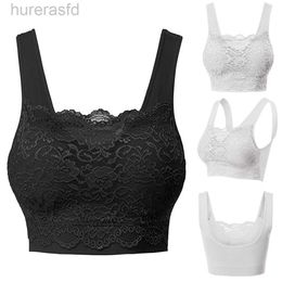 Bras Womens Seamless Lace Bra Top With Front Lace Cover Sports Bra Underwear S-3XL Summer Female Fashion Lace Sports Sleep Bustier 240410