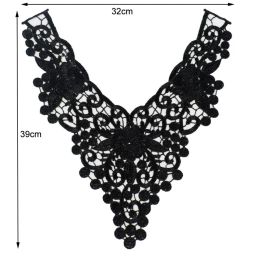 1Pc Black White Embroidered Fabric Flower Venise Lace Sewing Applique Lace Collar Neckline Collar Applique Accessories BW047