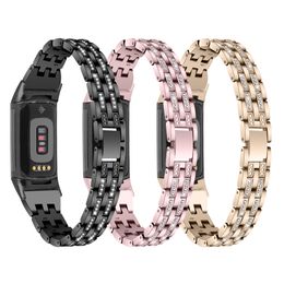 Essidi Bling Metal Wrist Band Loop For Fitbit Charge 6 5 4 3 3 SE Women Girls Watch Bracelet Strap Loop For Fitbit Charge 2