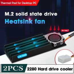 Cooling 2Pcs M.2 SSD NVMe Heatsink M2 2280 Solid State Hard Disc Aluminium Heatsink Desktop Notebook Radiator NGFF ScrewFree Aluminium