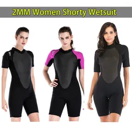 Women's Swimwear 2MM Neoprene Shorty Wetsuits Women Swimwears Diving Suits Short Sleeves Rash Guards Snorkel One Pieces Surfing Suit For