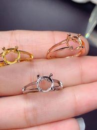 Cluster Rings S925 Silver Simple And Fashionable Versatile Round 8MM Ring Empty Set