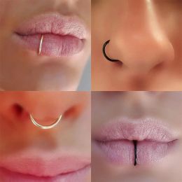 60Pcs 6/8/10/12mm Surgical Steel Small Nose Rings Stud Mixed Colour Body Clips Hoop For Women Men Cartilage Piercing Punk Jewellery