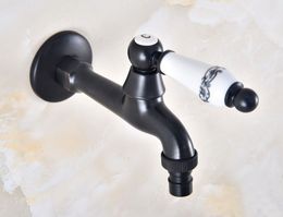 Black Brass Basin Faucet Kitchen Faucet Garden taps Wall Mounted Lavatory Bathroom Mop Water Tap Washing Machine Faucet