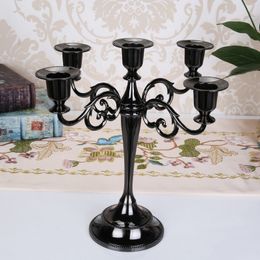 Silver Gold Black Bronze Metal Candle Holder Retro 5 Arms Candle Holder Dinner Hotel Home Decor Romantic Retro Candlestick