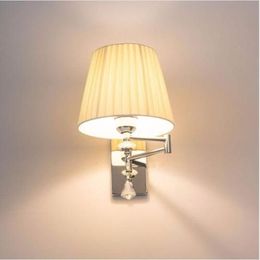 Modern Sconce Wall Lights Luminaria Bedside Reading Lamp Swing Arm Wall Lamp E27 Crystal Wall Sconce Bathroom Lights304v