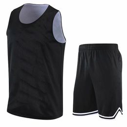 Double sided Men Basketball Jersey Sets Customise Number 23 Tank Tops Sports suits O-neck Men Reversible basketball uniform