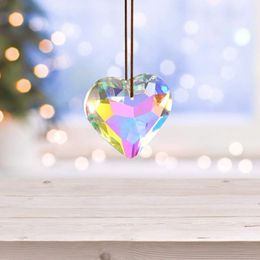 Car Hanging Pendant Heart Love Crystal Faceted Prism Chandelier Component Suncatcher Aurora Rainbow Home Car Interior Decoration