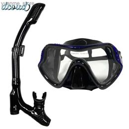 Diving Masks Diving Snorkel Professional Snorkeling Mask Anti-fog Waterproof Soft Silicone Glasses UV goggles Adult Snorkel Set Scuba Diving Y240410Y240418L1PF