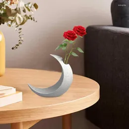 Vases Modern Desktop Vase Tabletop Flower Containers Moon Shape Flowering Pot Dining Room Decoration Planters Farmhouse Decor