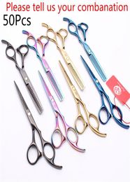 50Pcs Z1005 55quot 60quot Japan Steel Purple Dragon Hairdresser039s Scissors Barber Shop Cutting Shears Thinning Shears P5447500