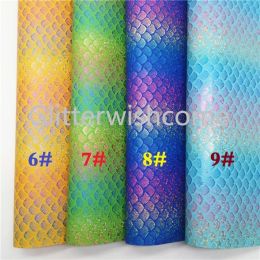 Glitterwishcome 21X29CM A4 Size Rainbow Faux Leather, Mermaid PU Leather, Synthetic Leather Fabric Sheets for Bows, GM3235B