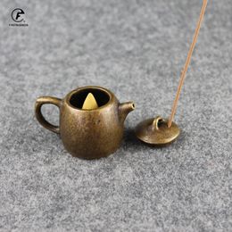 Antique Copper mini Fingertip Kettle Teapot Pocket Incense Burner Retro Brass Tea Pet Home Decorations Accessories Desk Ornament