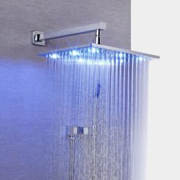 SKOWLL Rainfall Shower System Wall Mounted Shower Set with LED Colour Change Shower Head, Chrome SK-7624