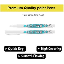 4Pcs 1/2mm White Paint Pens Tip Marker for Wood Rock Plastic Leather Glass Stone Metal Canvas Ceramic Art Supplies