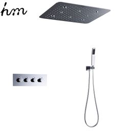hm Ceiling LED Shower System Set 20 Inch Batroom SPA Spray Rainfall Showerhead Panel With 3Ways Thermostat Diverter Faucets