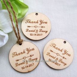 100pc Personalized Engraved Thank You Wedding Tags Round Circle Wooden Hang Tags Rustic Wedding Bridal Shower Favors T268W