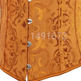 Corset Underbust Sexy Waist Cincher Vintage Corselet Top Lace Women Gothic Plus Size Victorian Costume Yellow Gold Fashion