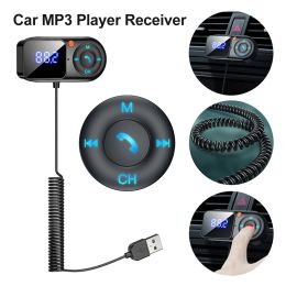 Players FM Transmitter Modulator Car MP3 Player Receiver 3.5mm AUX BluetoothCompatible Car Audio Receiver Large LCD Screen Handsfree