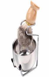 Men039s Shaving Brush Set Badger Hair Wood Handle Stainless Steel Foam Bowl Barber Men Facial Beard Cleaning Shave Tool HHA11847131554