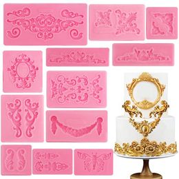 Silicone Mould Hot Sale DIY Sugaring Paste Cake Decorating Tools Vintage Relief Border Fondant Mould Silicone Moulds For Clay