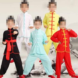 6color red/gray/white/green/yellow boys&girls Children kung fu clothing suit martial arts performance suits tai chi uniforms