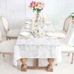 White Vintage Table Cloth Lace Tulle Tablecloth for Dining Room Table Cover Hollow Tablecloth Wedding Party Hotel Home Decor