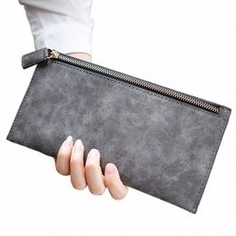 fiable Women's Retro Lg Wallet Ultra-thin Frosted Zipper Wallet Phe Bag Ladies Holding A Coin Wallet Card Bag K04U#