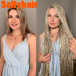 Sallyhair Synthetic Braids Thin Box Braids Crochet Braiding Hair Colourful Zizi Braids Extensions Grey Pink Black Brown Hair