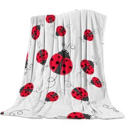 Red Ladybug Bedspread Blankets Blanket Throws Fleece Travel Wrap Improve Sleep Anti-Allergy Decorative Breathable Reversible