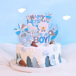 Gender Reveal Cake Topper lts a Boy Girl Happy Birthday Decor Rabbit Party Baking Dessert Supplies Cupcake Toppers Baby Shower