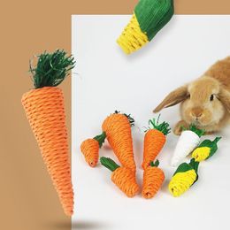 1PC Hamster Rabbit Chew Toy Bite Grind Teeth Toys Corn Carrot Woven Balls For Tooth Cleaning Radish Molar Toys Pet Supplies