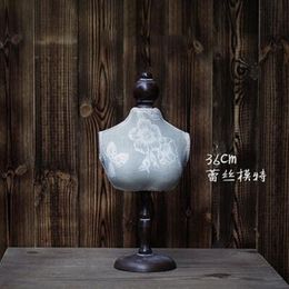 Lace Jewelry Display Stand, Female Body Mannequin, Earring and Necklace Holder, Weeding Cloth Base, Wood Storage Rack,D213, 36cm