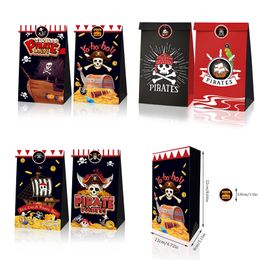 Lovely Pirate Candy Bag with pirate Stickers for Pirate Happy birthday Party Decorations pirate Paper Gift Bag Supplies